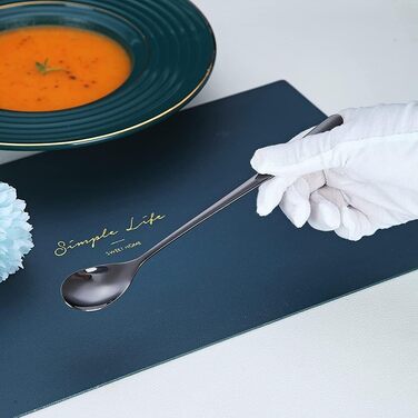 Набір ложок HOMQUEN (6 шт.) з нержавіючої сталі, чорного кольору: для кави, коктейлів, чаю та морозива