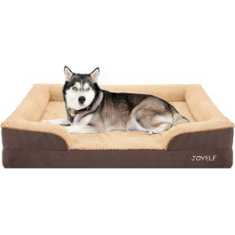 JOYELF Orthopedic Dog Bed for Large Dogs, Waterproof Foam Sofa with Removable, Washable Cover and Non-Slip Bottom for Small to Medium Dogs - (X-Large - 110*82*20cm, Coffee)