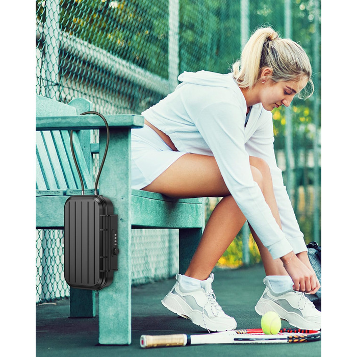 Brifit Сейф для зберігання цінностей на пляжі/в подорожах, вологостійкий, з кодовим замком, сталевий трос 6.3 мм (23.5x13.5x5.8 см), чорний, для дому, офісу, авто