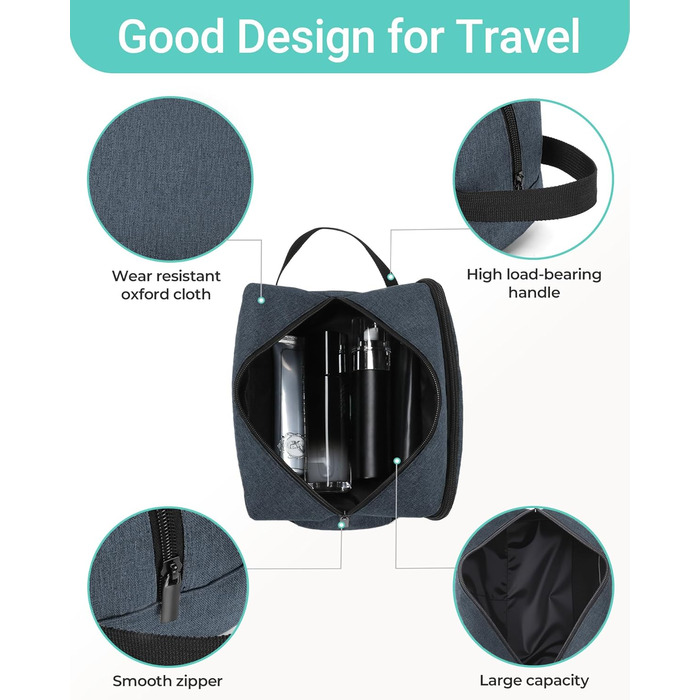 Чоловічий дорожній органайзер Elviros: туалетна сумочка, косметичка для подорожей (Marineblau)