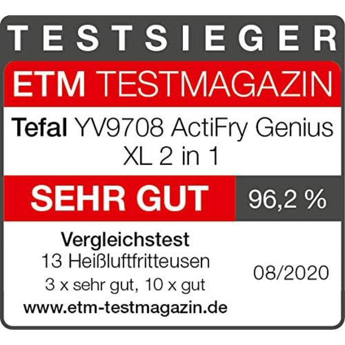 Аерофритюрниця Tefal ActiFry Genius XL 2в1, 1,7 кг, 9 програм, для 8 осіб, з мішалкою, без олії, чорна