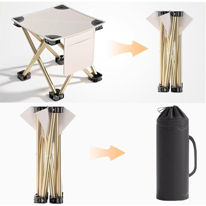 Зручний складаний стілець для кемпінгу та відпочинку на природі (хакі, 33 см)