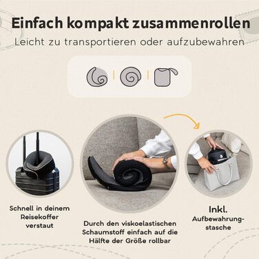 Подушка для шиї TRAVARA - Memory Foam - для подорожей на авто та літаку - чорна