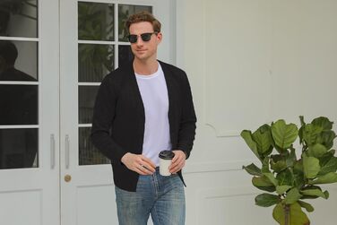 Чоловічий кардиган iClosam з V-подібним вирізом: легкий, стильний, чорний, розмір M