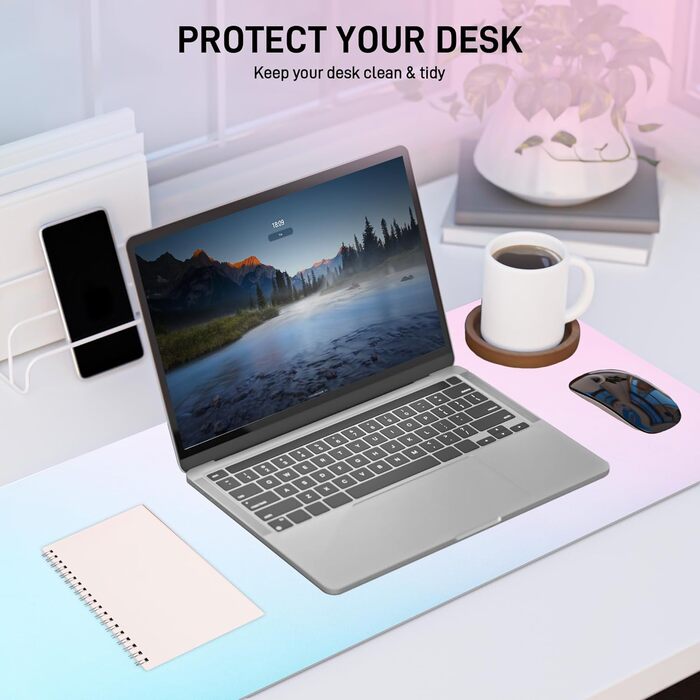 Підкладка для столу зі шкіри, протиковзна, розмір 80x40 см, килимок для миші, для офісу та дому (рожева/блакитна)