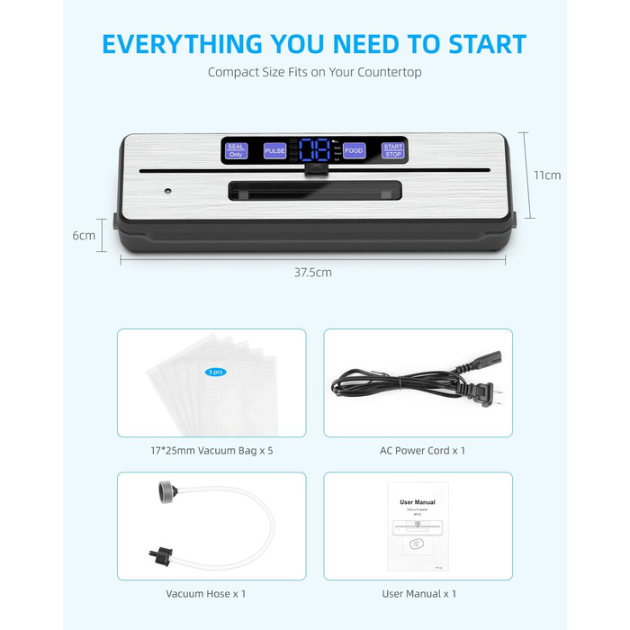 Вакуумний пакувальник Carehabi: 6 режимів, знімний піддон, ніж та 2 нагрівальні елементи