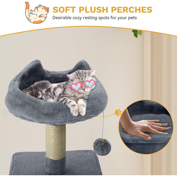 Котячий комплекс YITAHOME XXL з сизалевими стовпцями, 3 платформами, 2 хованками, гамаком, іграшками та когтеточкою, 137 см (темно-сірий)