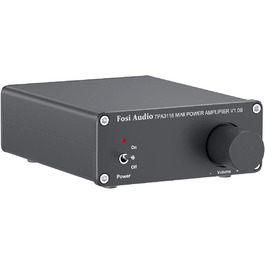 Fosi Audio V1.0B стерео підсилювач 2x50 Вт, 2-канальний міні Hi-Fi класу D, інтегрований TPA3116, з блоком живлення 19 В 4,74 А для динаміків