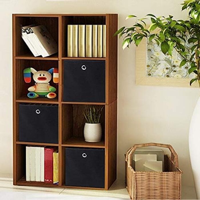 SONGMICS Storage Box, 6 Pack, Folding Box, Foldable Organizer, with Finger Hole, 30 x 30 x 30 cm, Black, RFB02H-3