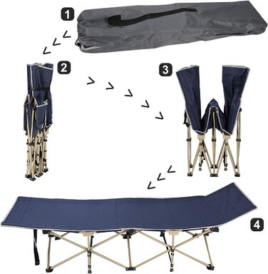 Розкладне ліжко для кемпінгу Trintion XL - міцна та зручна для відпочинку на природі, вдома та в подорожах (250 кг)