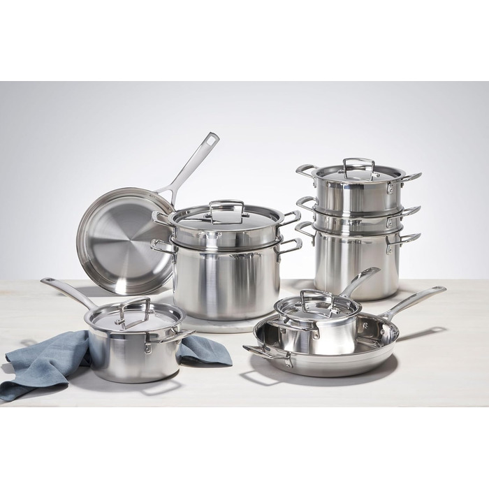 Сковорода Le Creuset з нержавіючої сталі 3-шарова, Ø 28 см, для всіх плит (індукція, духовка), срібляста