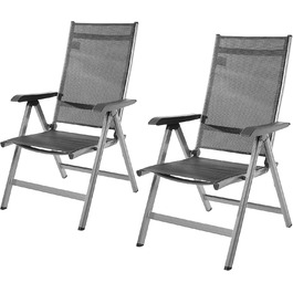 Amazon Basics Adjustable Patio Chair, 2-Pack, Gray
