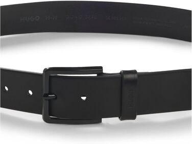 Чоловічий шкіряний ремінь HUGO Gionio SZ40 з логотипом на петлі, чорний (105 Schwarz001)