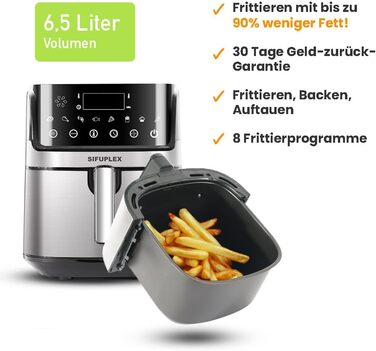 Фритюрниця Sifuplex з гарячим повітрям 6.5L з Rapid Air, сенсорне управління, 3 функції: смаження, випікання, розморожування
