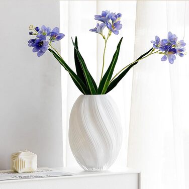 Скляна ваза для квітів Glas Blume, 24 см, сучасний мінімалістичний дизайн, ручної роботи, для дому, офісу, подарунок на весілля/новосілля (біла)