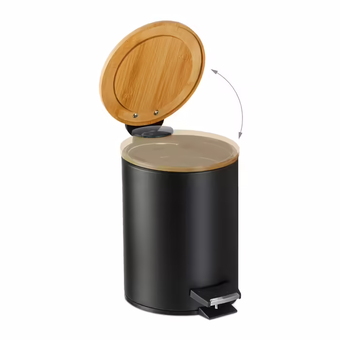 Relaxdays Trash Can 3 l with Bamboo Lid