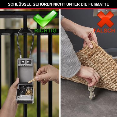 Master Lock Outdoor Key Safe Wall Mount - XL with Cable Lock - 11.9 x 8.5 x 3.6 cm