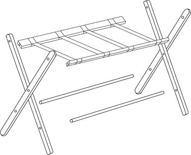 Relaxdays Folding Luggage Rack, Wooden Baggage Stand, HBT: 54.5 x 66 x 44 cm, Suitcase Stool for Hotel & Home, Natural