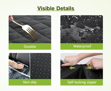 Pecute Car Seat Cover for Dogs - Waterproof & Scratch-Resistant, 136x146cm, with Side Protection & Window, Black Luxury Thick Seat Protector