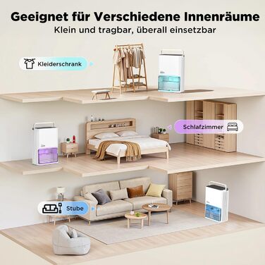 Електричний осушувач повітря тихий Pro-2000ml, 2000 мл, до 650 мл/день, для спальні, ванної кімнати, дому, білий