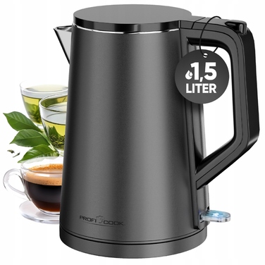 Електричний чайник Profi Cook PCWK501293, 2200 Вт, 1,5 л, сріблястий/сірий