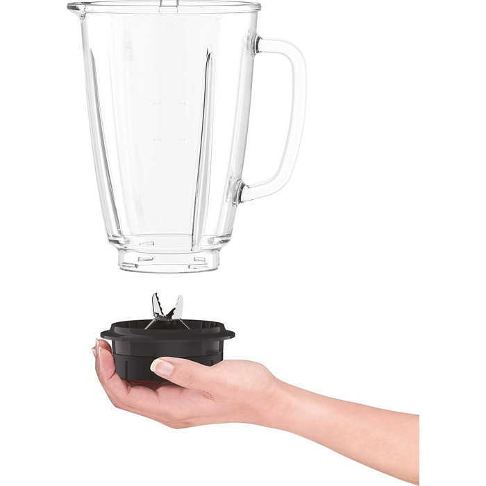 Krups KB4351 Blendforce+ Stand Mixer | 800 W | 1.75L Heat-Resistant Glass Jar | 6 Blades with Powelix | 2 Speeds + Pulse | Ice Crush Function | Smart Lock Technology | White Plastic