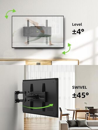 Кріплення для телевізора USX-MOUNT на стіну, поворотне та нахильне, для LED, OLED, Plasma телевізорів (32-70 дюймів), універсальне, з подвійним кріпленням, VESA до 400x400 мм, до 45 кг