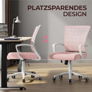 Крісло офісне Yaheetech ергономічне з регулюванням висоти, поворотне, з м'яким сидінням, для офісу/кабінету, світло-рожеве (2 шт)