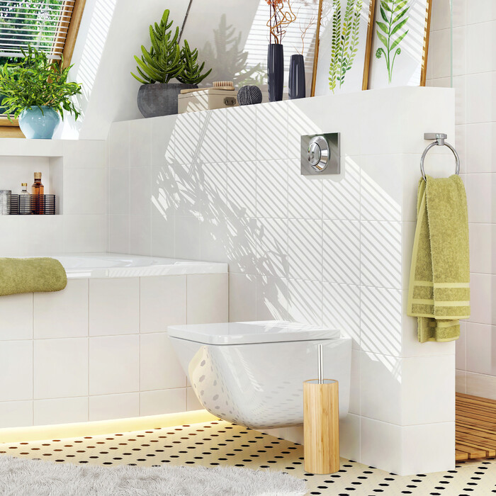 Relaxdays Toilet Brush Holder Bamboo