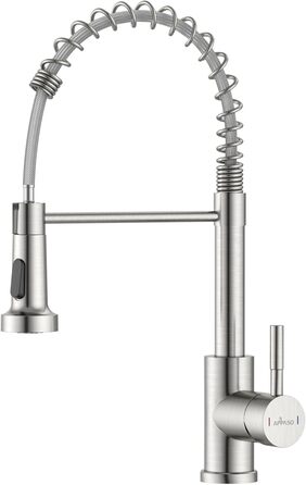 Кухонний змішувач Appaso з висувною лійкою, високотискний, 2 режими, 360° обертання, нержавіюча сталь, без свинцю та нікелю