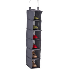 Настінна полиця Relaxdays для одягу, сіра, 6 відділень, 99x15x30 см, з гачками