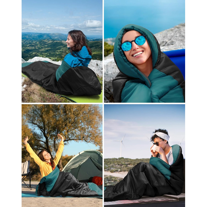 Сплячий мішок Outdoor для кемпінгу на 4 сезони - дорослий спальний мішок, функція 2 в 1, теплий, легкий, водонепроникний для рюкзаків, походів та подорожей, 220 x 80 см