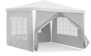 Garden Pavilion - Garden Gazebo with 6 Side Walls and Windows, Stable, UV Protection, Waterproof, Party Pavilion, Folding Garden Tent, Party Tent, for Outdoor, Garden, Party, Wedding (3x3m, White)