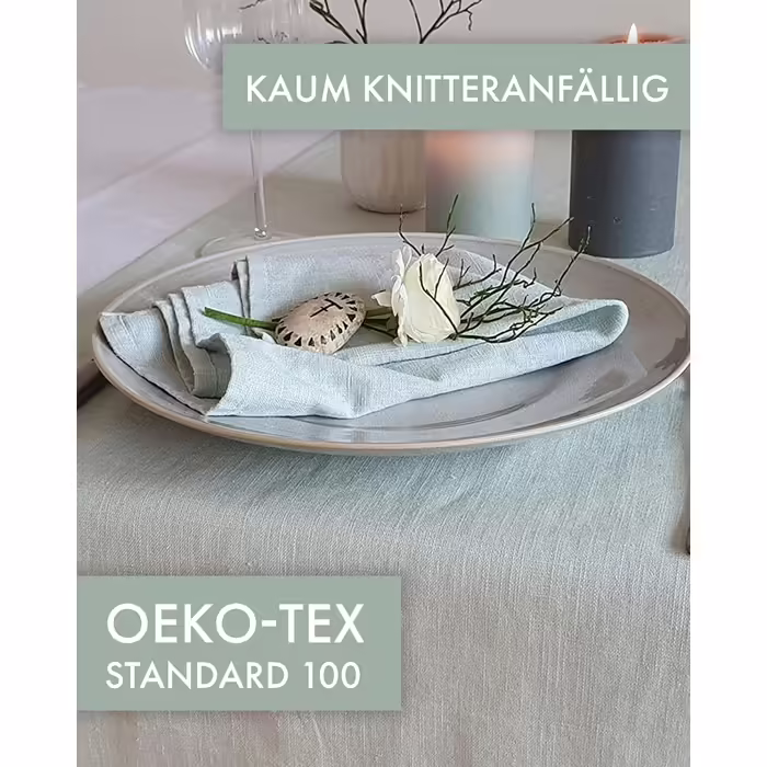 Farnberg Premium Linen Table Runner - Modern Table Decoration for Kitchen Table, Dining Table - Table Runner - Tablecloth - (40 x 150 cm) - Solid Mint