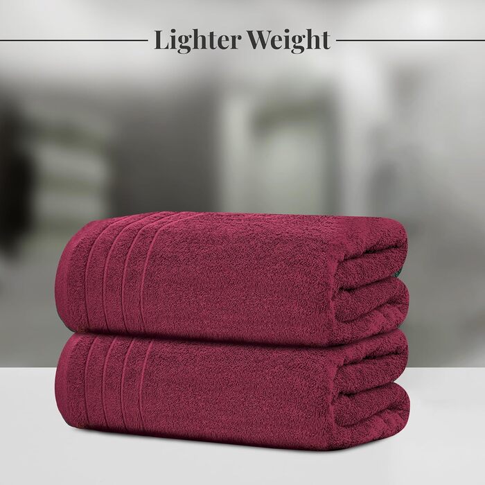 Набір рушників Tens Towels з 100% бавовни, 8 предметів: 2 великі банні рушники, 2 рушники для рук та 4 серветки, гігроскопічні та швидкосохнучі, колір бордовий (Large)