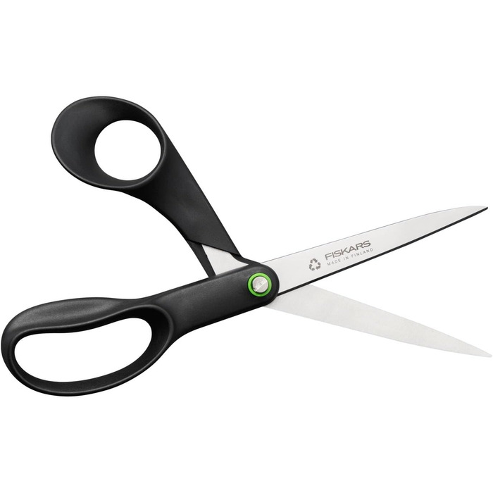Універсальні ножиці Fiskars ReNew 21 см, чорні, з переробленої нержавіючої сталі та пластику, ергономічна ручка, серія Functional Form