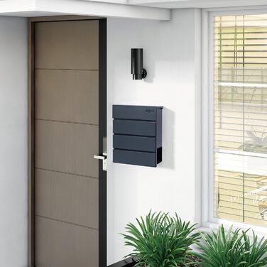 Поштова скринька Zelsius з відділенням для газет, антрацит RAL7016, з м'яким закриттям | Настінна або стійкова установка