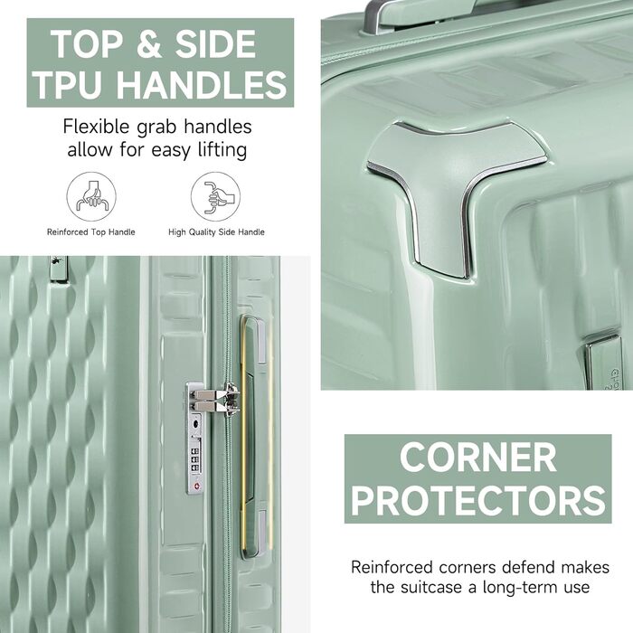 Набір валіз Sea Choice: 3 валізи (55/65/75 см) + косметичка, білий, з TSA-замком, PC+ABS, для ручної поклажі