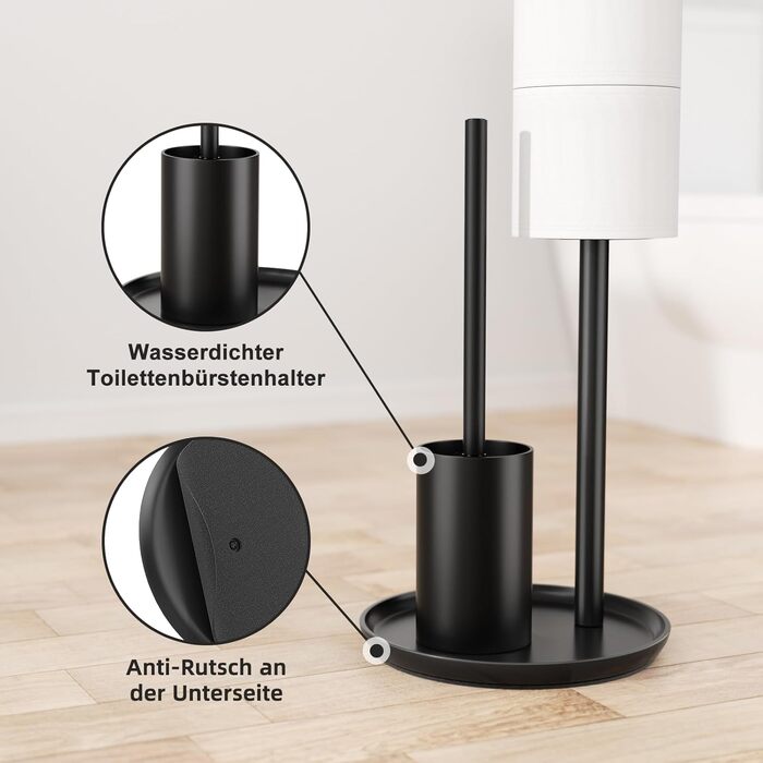 Тримач туалетного паперу з щіткою для унітазу (чорний матовий)
