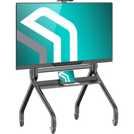 ONKRON Mobile TV Stand for 70-110 inch TVs - Adjustable Height, Rolling Base, VESA 1000x800, Black - TS2081-B / TS2080