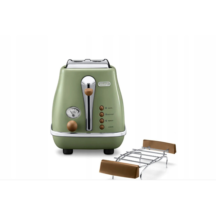Тостер De'Longhi Icona Vintage CTOV 2103.GR, оливково-зелений, 900 Вт