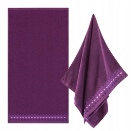Великий банний рушник ZWOLTEX ZEN 2 з вишивкою, фіолетовий, 450г, 70x140см