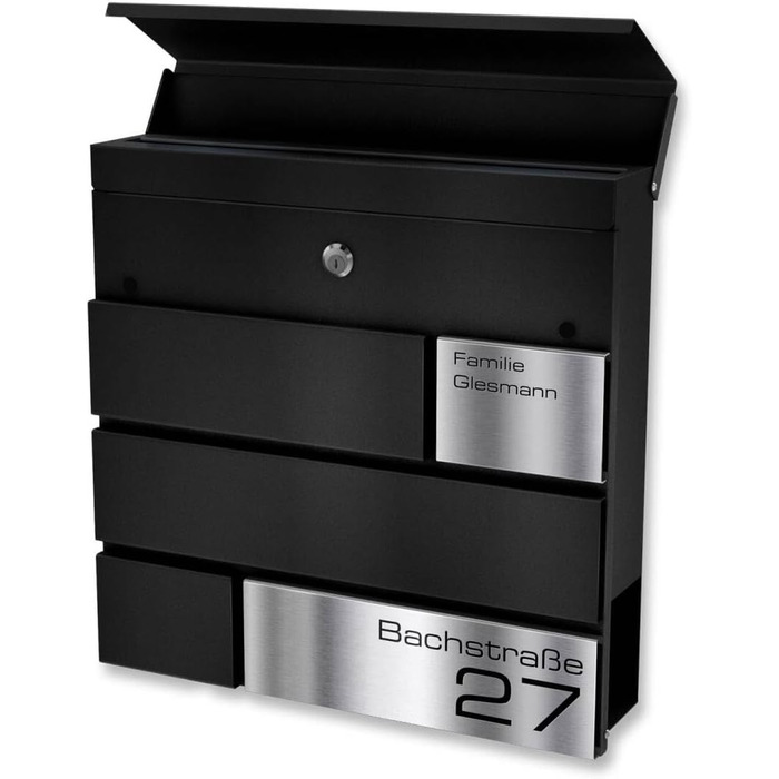 Поштова скринька Metzler G антрацит RAL 7016, з гравіюванням та табличкою з нержавіючої сталі, настінний монтаж, 37x37x10.5 см