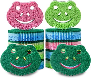 SmilePowo 12-Piece Scrub Sponges, Large Sponges, Double-Sided, Multifunctional, Premium Cleaning Sponges, Dishwashing Sponge for Durable Scrub Sponges, Bathroom, Dishes, Furniture, Kitchen Sponge