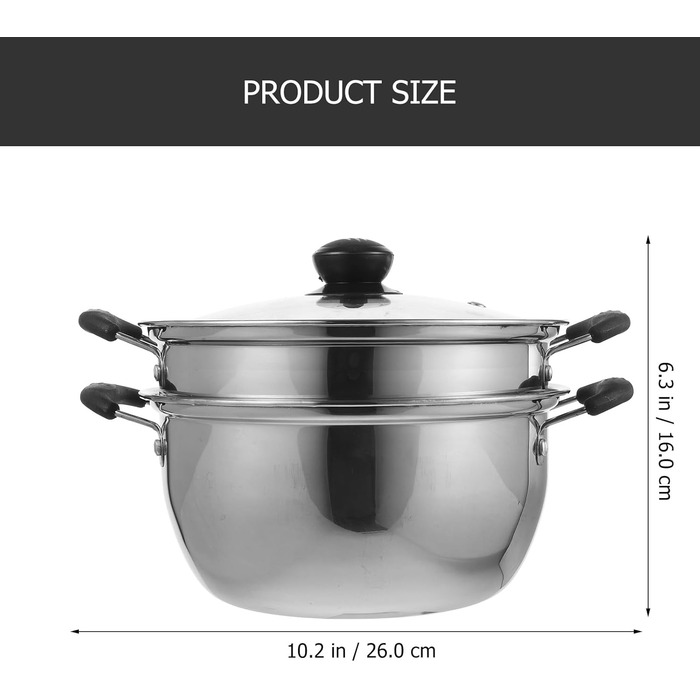 Пароварка Angoily з нержавіючої сталі: каструля для приготування їжі на пару, супів, яєць та овочів (супниця, пароварка, індукційний посуд)