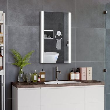 Дзеркало для ванної кімнати CLIPOP з підсвічуванням LED, сенсорне управління, IP44, 3 кольори світла, 40x50 см