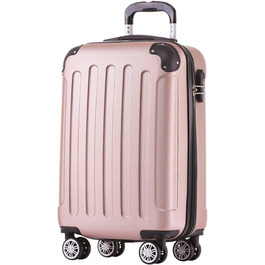 Чемодан Beibye з подвійними колесами Hardcase, XL-L-M, 14 кольорів (Розове золото), ручна поклажа (55 см)