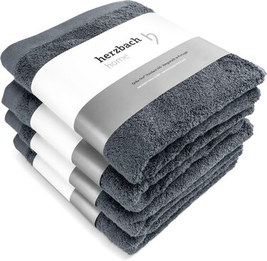 Рушники Herzbach Home Premium, 50 x 100 см, 4 шт. – Набір преміум-якості, 100% бавовна, антрацит