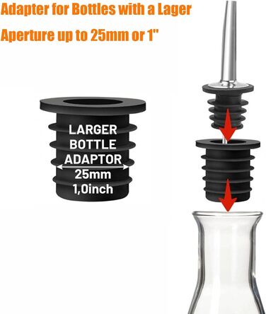 Виливники для пляшок BALTRE (6 шт) з 6 адаптерами: для олії, вина, оцту, сиропу