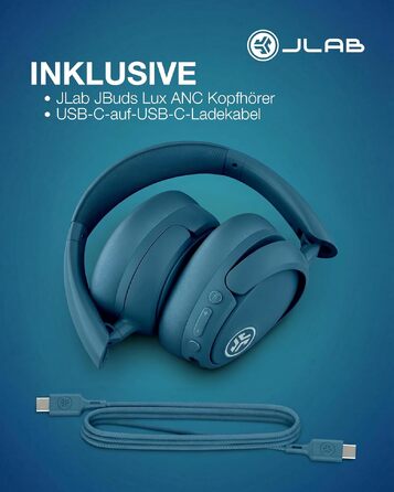 Бездротові накладні навушники JLab JBuds LUX ANC з активним шумозаглушенням, Bluetooth, темно-синій (Marineblau)
